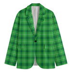 Shamrock Green Plaid Pattern Print Men's Cotton Blazer