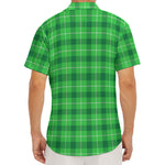 Shamrock Green Plaid Pattern Print Men's Deep V-Neck Shirt