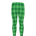 Shamrock Green Plaid Pattern Print Men's Leggings