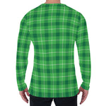 Shamrock Green Plaid Pattern Print Men's Long Sleeve T-Shirt