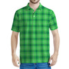 Shamrock Green Plaid Pattern Print Men's Polo Shirt