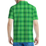 Shamrock Green Plaid Pattern Print Men's Polo Shirt