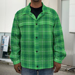 Shamrock Green Plaid Pattern Print Men's Shirt Jacket
