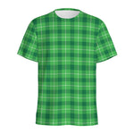 Shamrock Green Plaid Pattern Print Men's Sports T-Shirt