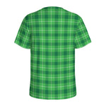 Shamrock Green Plaid Pattern Print Men's Sports T-Shirt