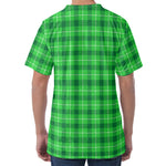 Shamrock Green Plaid Pattern Print Men's Velvet T-Shirt