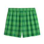 Shamrock Green Plaid Pattern Print Mesh Shorts