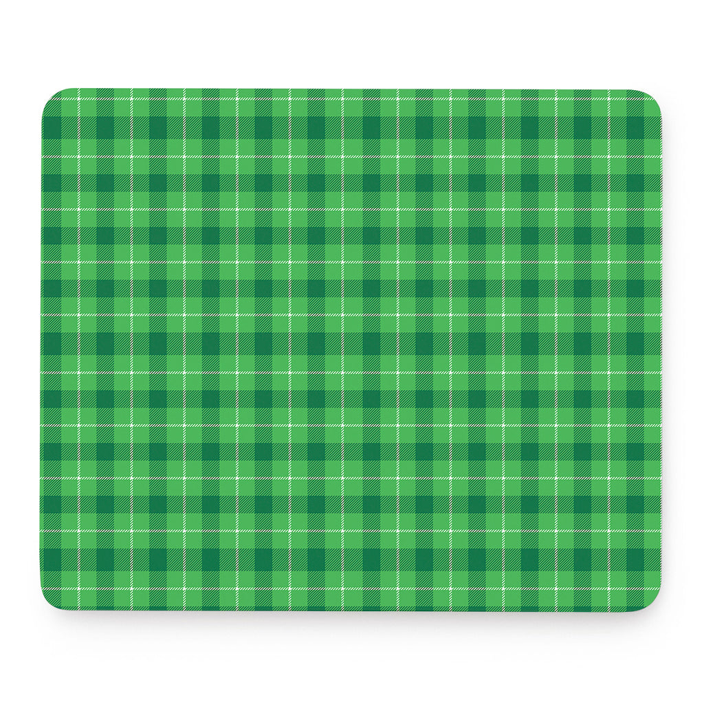 Shamrock Green Plaid Pattern Print Mouse Pad