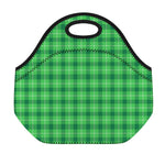 Shamrock Green Plaid Pattern Print Neoprene Lunch Bag