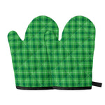 Shamrock Green Plaid Pattern Print Oven Mitts