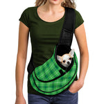 Shamrock Green Plaid Pattern Print Pet Sling Carrier