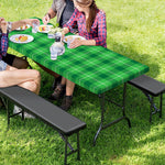 Shamrock Green Plaid Pattern Print Picnic Table Cover