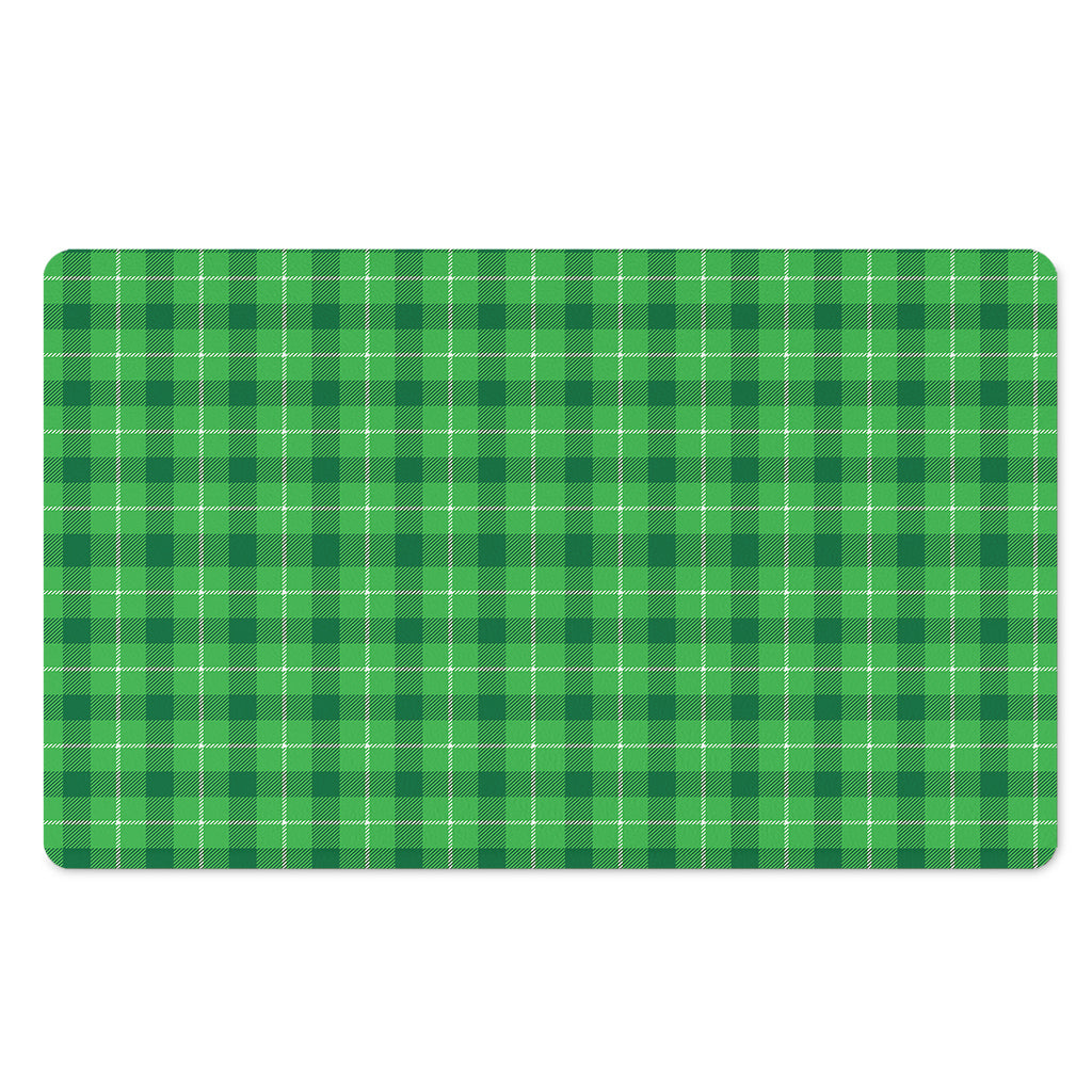 Shamrock Green Plaid Pattern Print Polyester Doormat