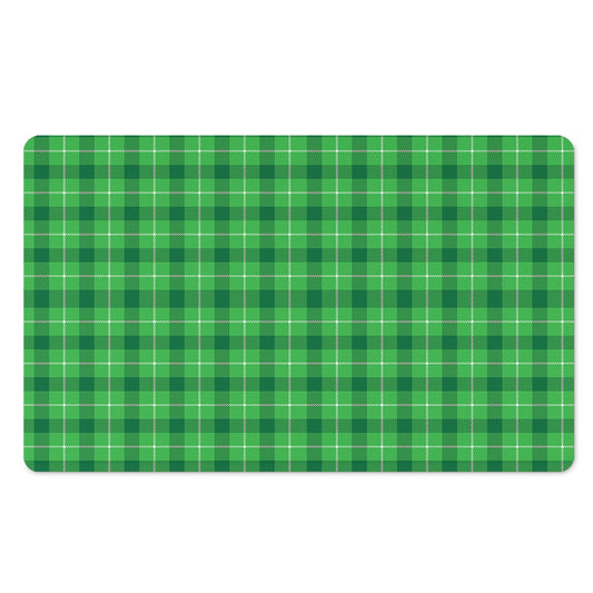 Shamrock Green Plaid Pattern Print Polyester Doormat