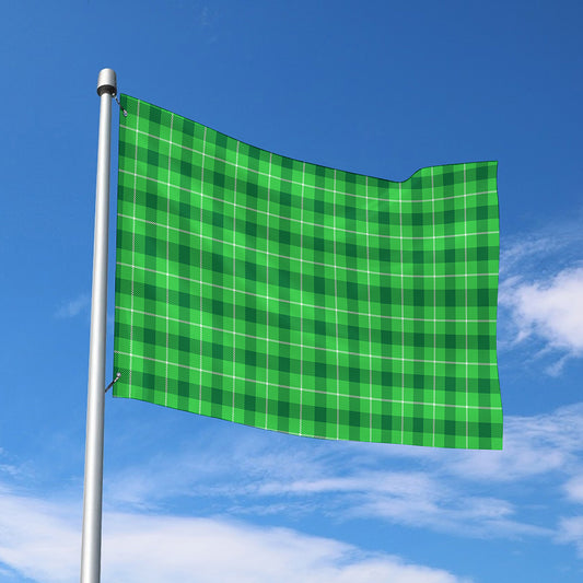 Shamrock Green Plaid Pattern Print Polyester Flag