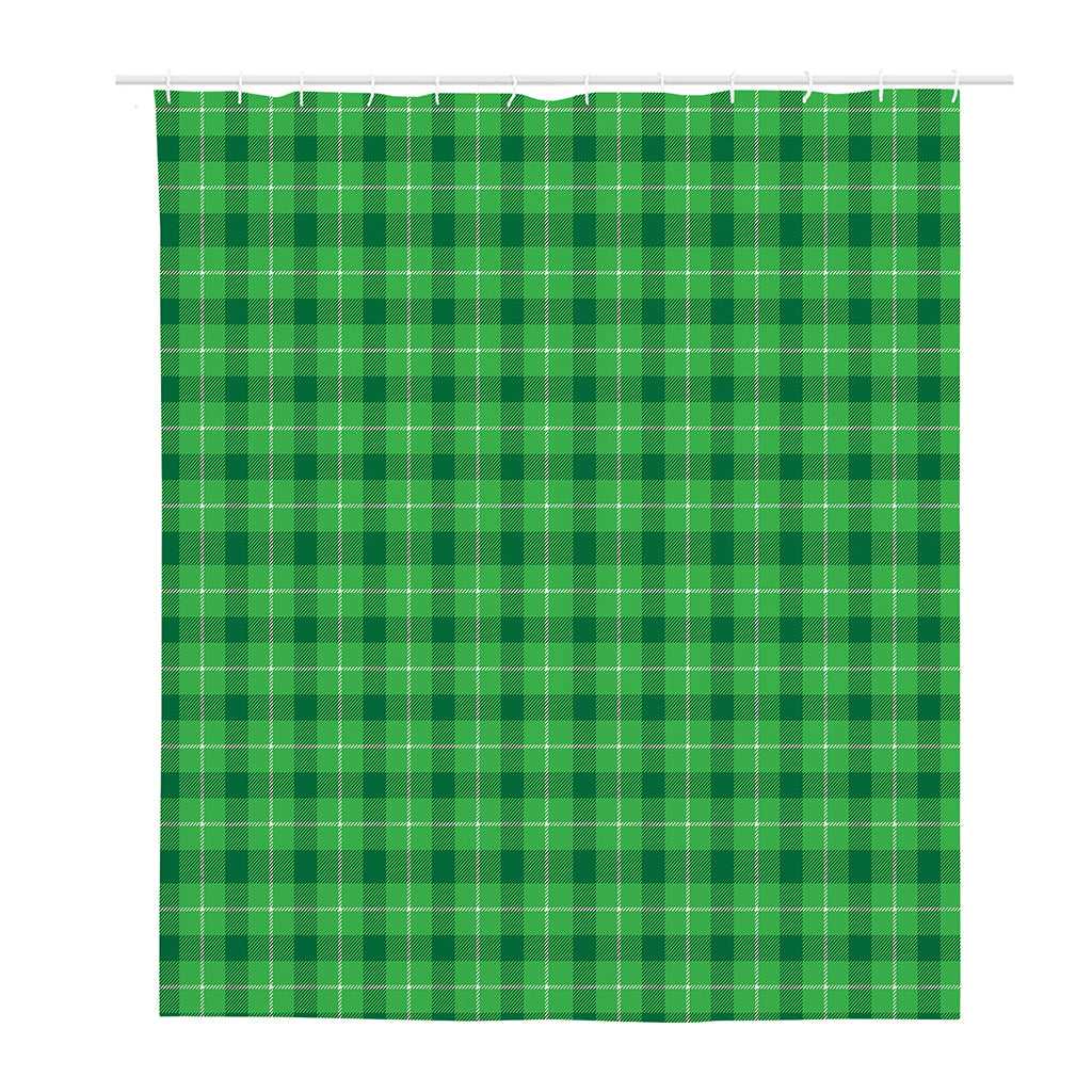 Shamrock Green Plaid Pattern Print Polyester Shower Curtain