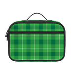 Shamrock Green Plaid Pattern Print Portable Lunch Bag