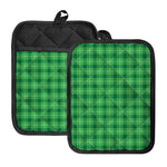 Shamrock Green Plaid Pattern Print Pot Holders With Pocket