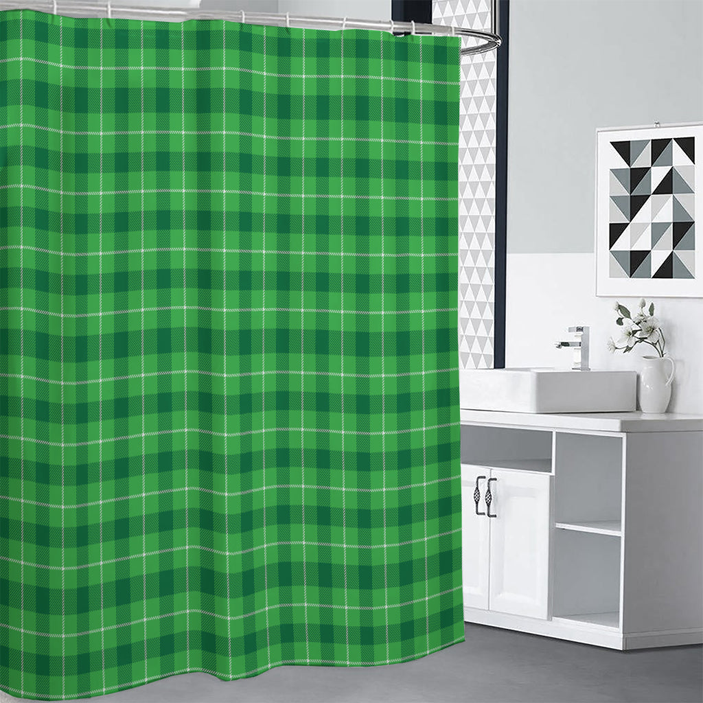 Shamrock Green Plaid Pattern Print Premium Shower Curtain