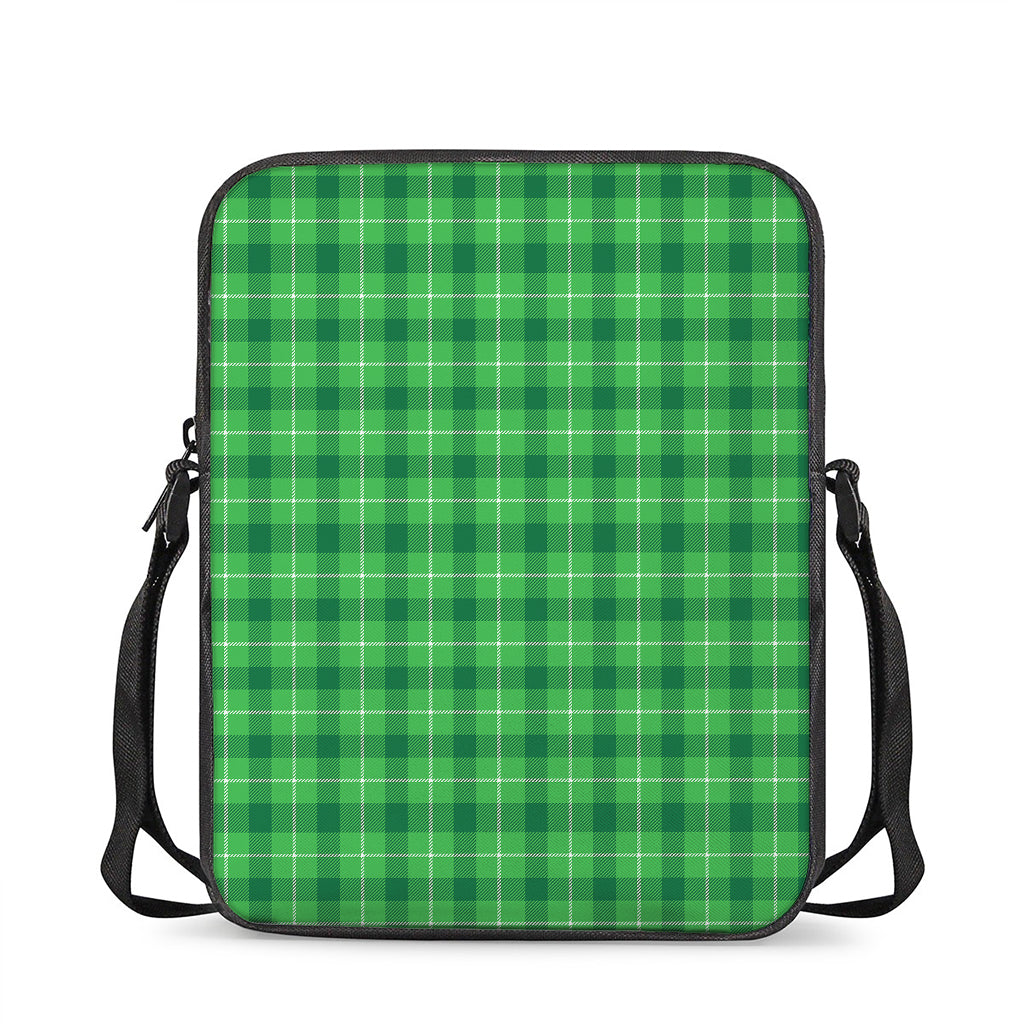 Shamrock Green Plaid Pattern Print Rectangular Crossbody Bag