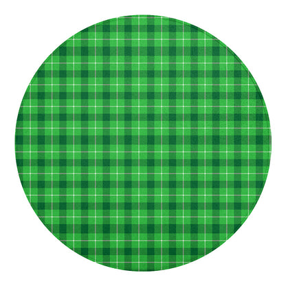 Shamrock Green Plaid Pattern Print Round Blanket