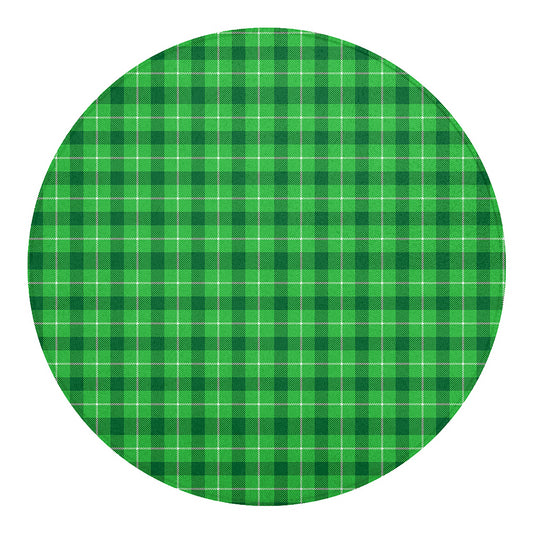 Shamrock Green Plaid Pattern Print Round Blanket