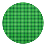 Shamrock Green Plaid Pattern Print Round Blanket