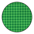 Shamrock Green Plaid Pattern Print Round Floor Mat