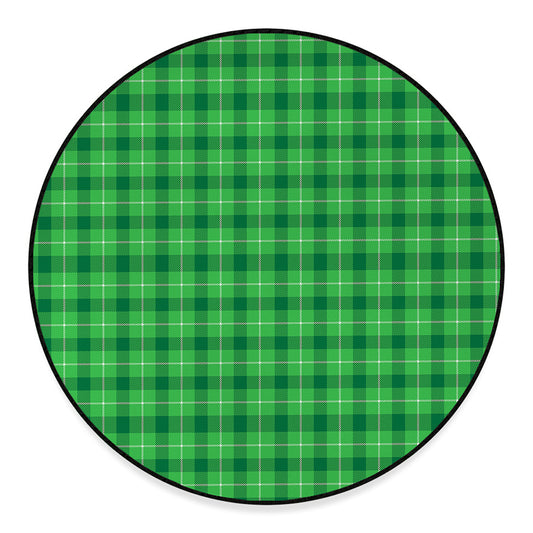 Shamrock Green Plaid Pattern Print Round Floor Mat