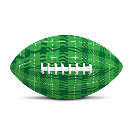 Shamrock Green Plaid Pattern Print Rugby Ball
