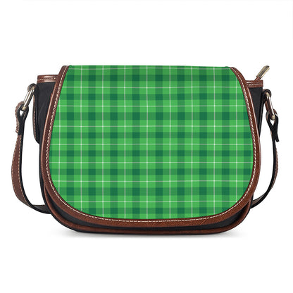 Shamrock Green Plaid Pattern Print Saddle Bag