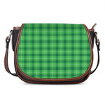 Shamrock Green Plaid Pattern Print Saddle Bag