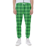 Shamrock Green Plaid Pattern Print Scuba Joggers