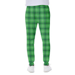 Shamrock Green Plaid Pattern Print Scuba Joggers