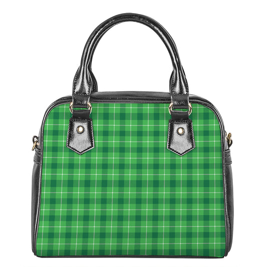 Shamrock Green Plaid Pattern Print Shoulder Handbag