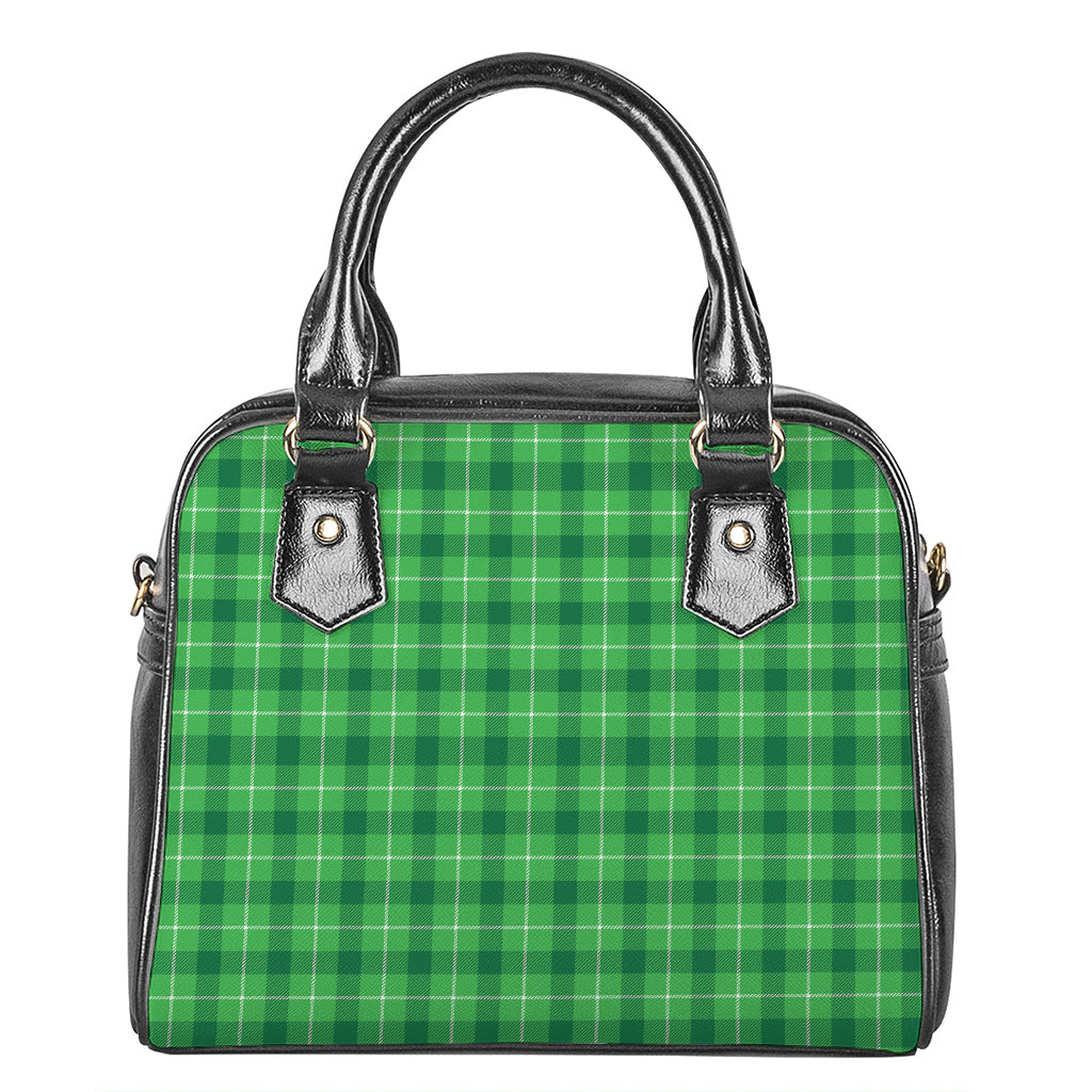 Shamrock Green Plaid Pattern Print Shoulder Handbag