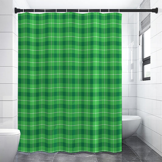 Shamrock Green Plaid Pattern Print Shower Curtain