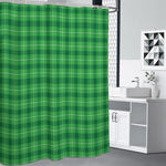 Shamrock Green Plaid Pattern Print Shower Curtain