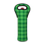 Shamrock Green Plaid Pattern Print Single Neoprene Wine Tote