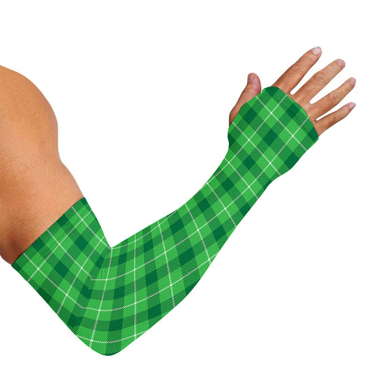 Shamrock Green Plaid Pattern Print Sun Protection Arm Sleeves