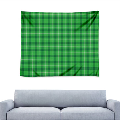 Shamrock Green Plaid Pattern Print Tapestry