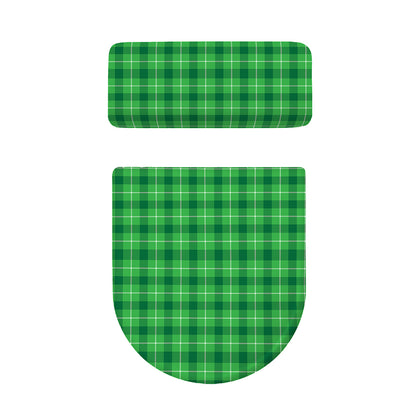 Shamrock Green Plaid Pattern Print Toilet Lid And Tank Cover Set