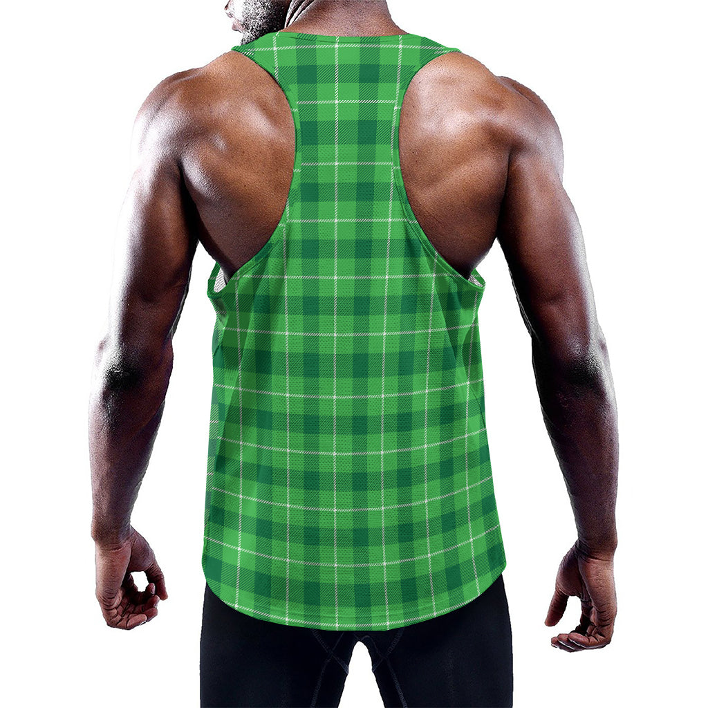 Shamrock Green Plaid Pattern Print Training Tank Top
