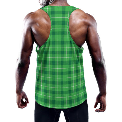 Shamrock Green Plaid Pattern Print Training Tank Top