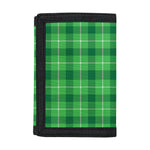 Shamrock Green Plaid Pattern Print Trifold Wallet