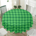 Shamrock Green Plaid Pattern Print Waterproof Round Tablecloth