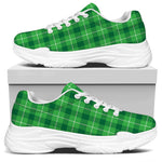 Shamrock Green Plaid Pattern Print White Chunky Shoes