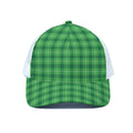 Shamrock Green Plaid Pattern Print White Mesh Trucker Hat
