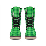 Shamrock Green Plaid Pattern Print Winter Boots