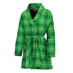 Shamrock Green Plaid Pattern Print Women's Bathrobe